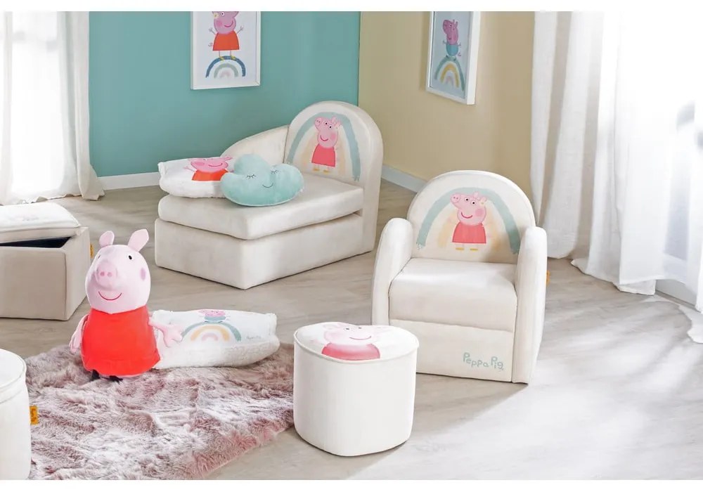 Sedia per bambini in velluto bianco Peppa Pig - Roba