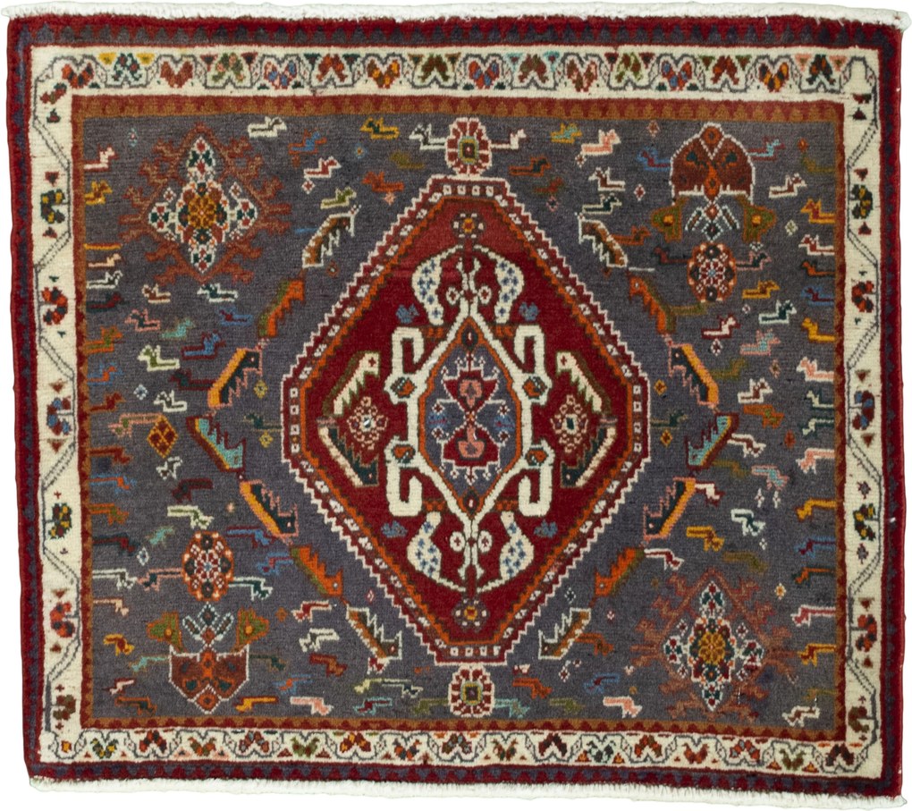 Shiraz Tappeto 70 x 60 Nero (Iran) Annodato A Mano