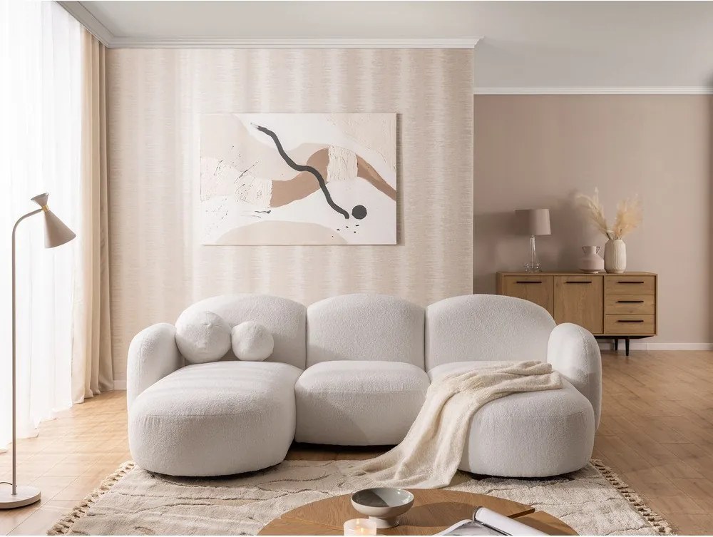 Divano angolare color crema (a U) con rivestimento in bouclé Orbit – Ropez