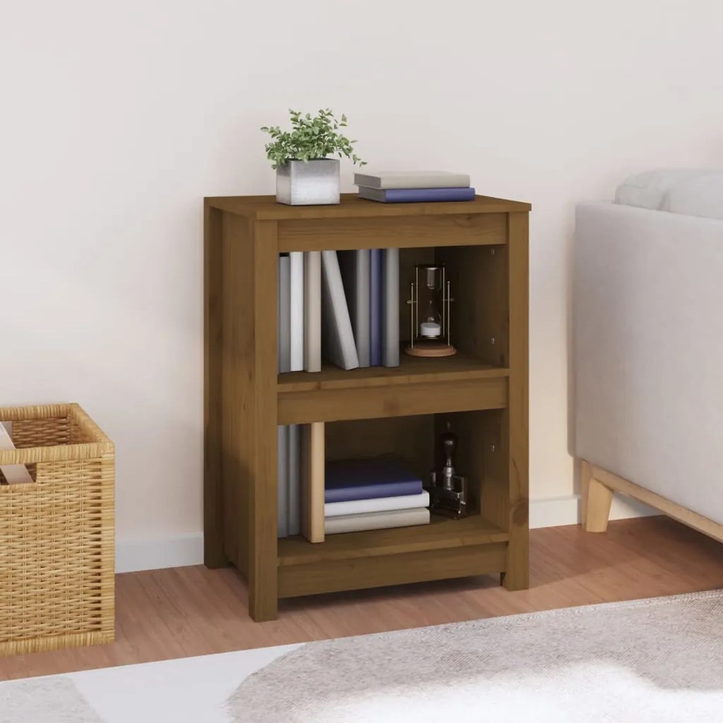 Libreria Marrone Ambra 50x35x68 Cm İn Legno Massello Di Pino /