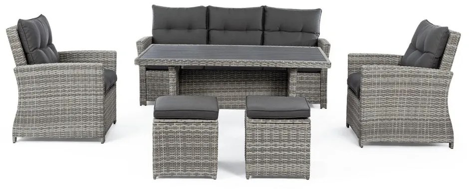 Set di mobili da giardino grigio in rattan artificiale per 6 persone Ariel – Bizzotto