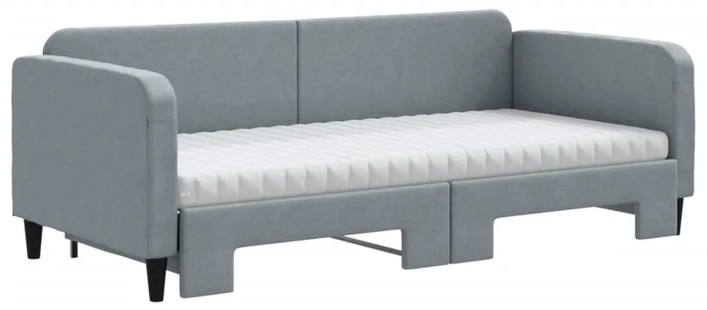 Divano letto estraibile materassi grigio chiaro 90x200 tessuto