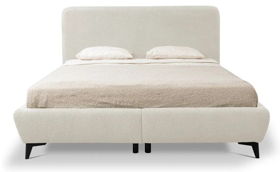Letto matrimoniale imbottito beige con contenitore con rete inclusa 160x200 cm Makapu – Makamii