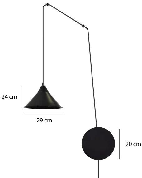 Lampadario a sospensione con filo ABRAMO 1xE27/15W/230V nero
