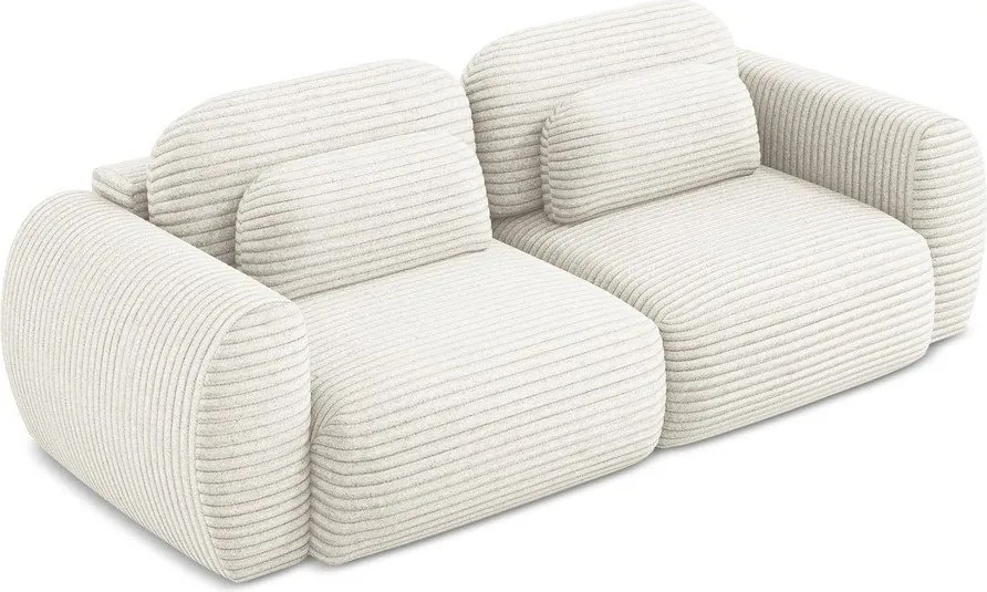 Divano beige allungabile/con contenitore con rivestimento in velluto a coste 266 cm Kini – Makamii