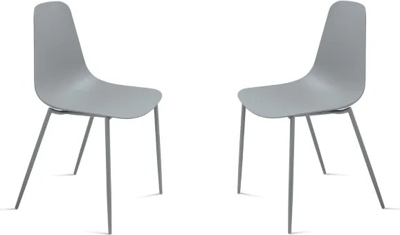 Sedia in polipropilene Grigio Chiaro con gambe in metallo LUANA 2 sedie