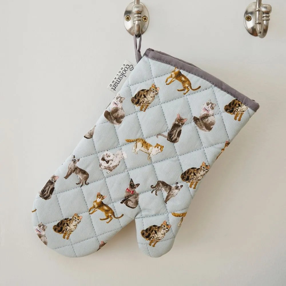 Guanti da cucina in cotone blu Curious Cats - Cooksmart ®