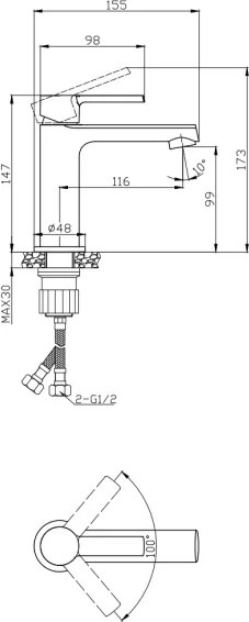 Rubinetto Miscelatore Per Lavabo In Ottone Cromato Tati Karag