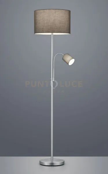 Hotel piantana grigia con lampada da lettura paralumi bianchi con a...