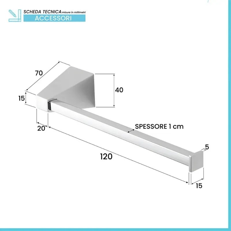Set con appendino, porta rotolo e porta salviette a muro cromo Giza