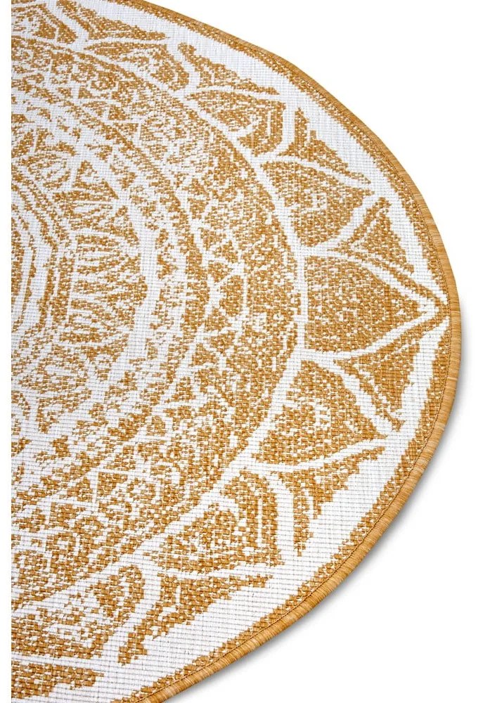 Tappeto rotondo per esterni giallo ocra-bianco ø 140 cm Siruma - NORTHRUGS