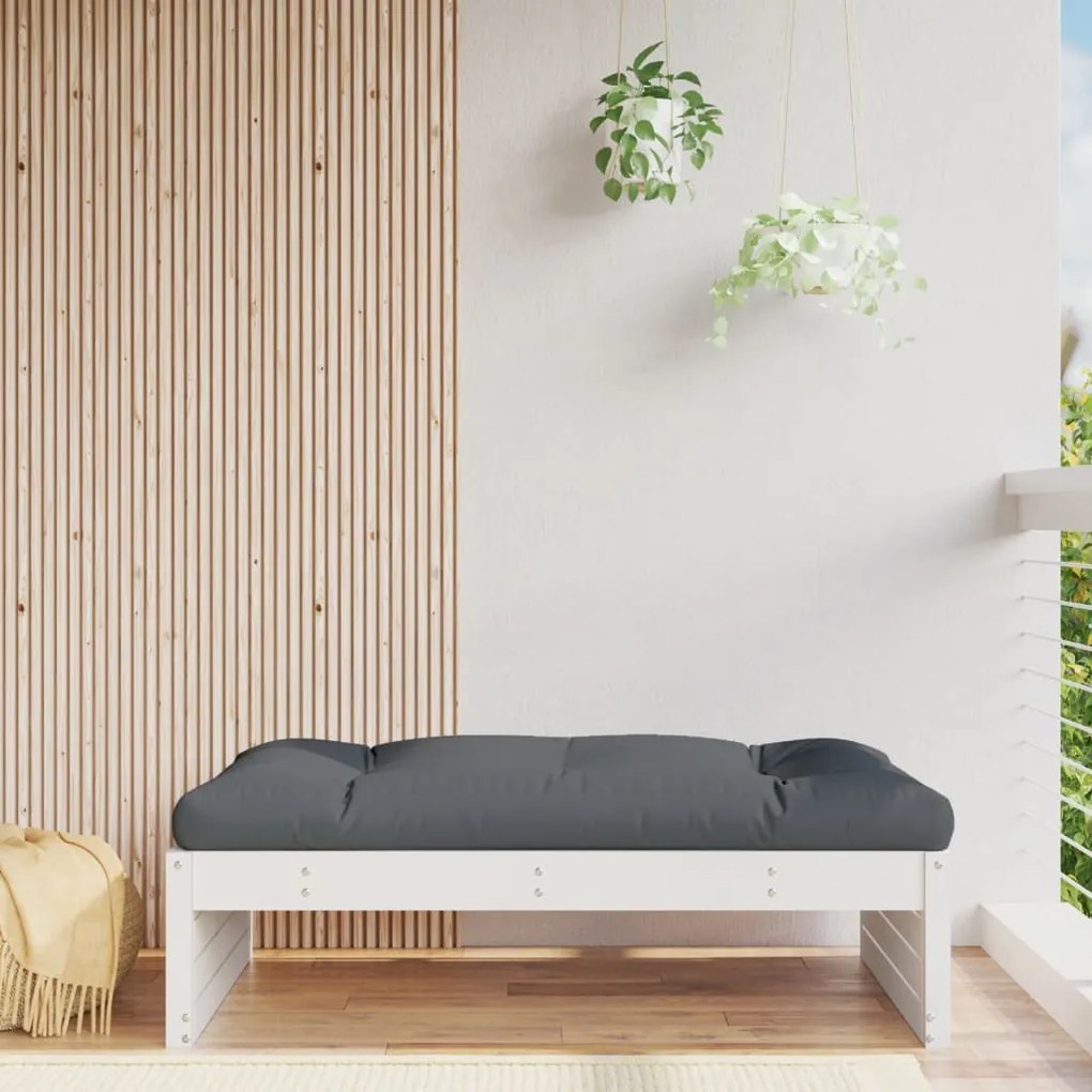 Poggiapiedi Da Giardino 120x80 Cm Legno Massello Di Pino Bianco /