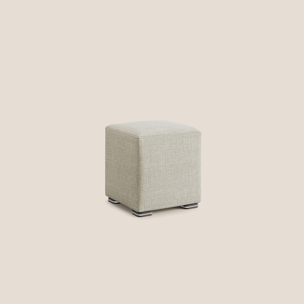Cube pouf in morbido tessuto impermeabile ad intreccio melangiato T06 panna