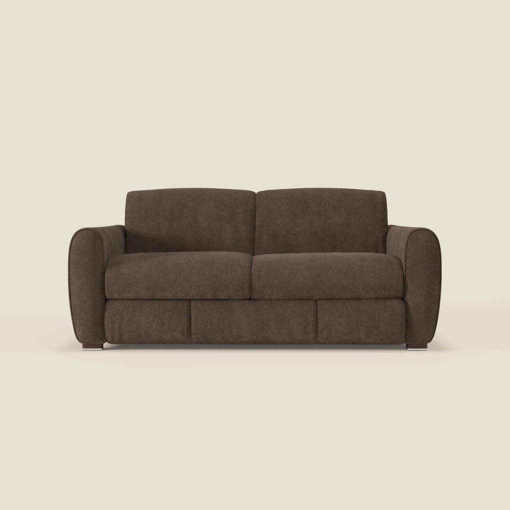Kaleo Divano letto moderno con materasso H17 cm - in raffinato tessuto impermeabile T26 marrone
