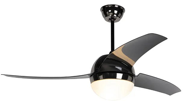 Ventilatore da soffitto nero-cromo con telecomando - Bora 52