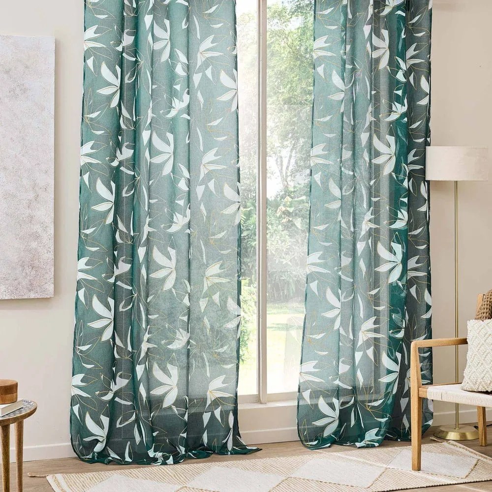 Tenda sottile verde in voile 140x280 cm Elsa – douceur d'intérieur