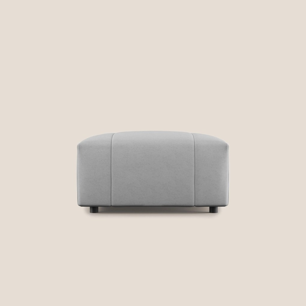 Giotto pouf in morbida microfibra effetto velluto impermeabile idrorepellente T09 grigio chiaro