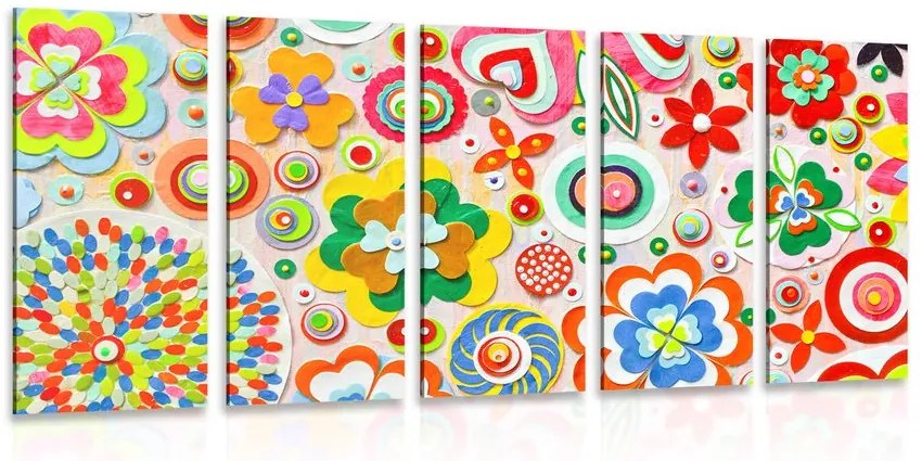 Quadri 5 pezzi – Astrazione di fiori