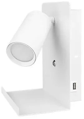 Faretto da parete con mensola e USB caricatore 1xGU10/35W/230V bianco