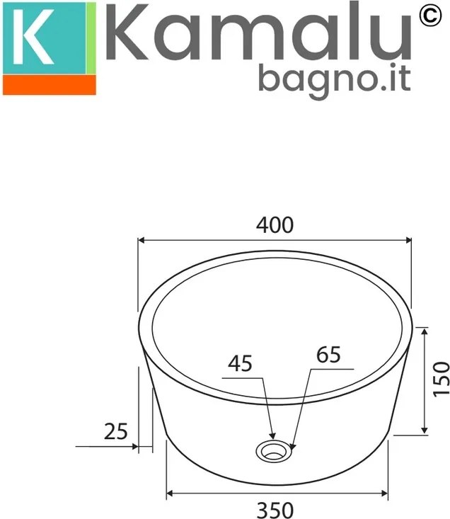 Lavabo design rotondo in marmo rosso diametro 40cm | Litos-TR40 - KAMALU