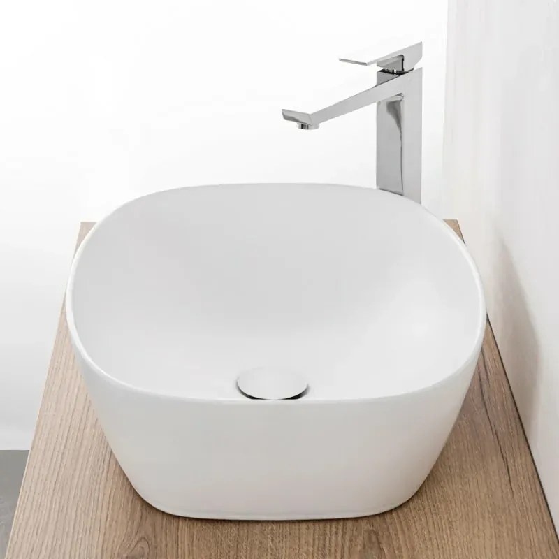 Lavandino da appoggio ovale 50x38 cm bianco opaco Tokyo