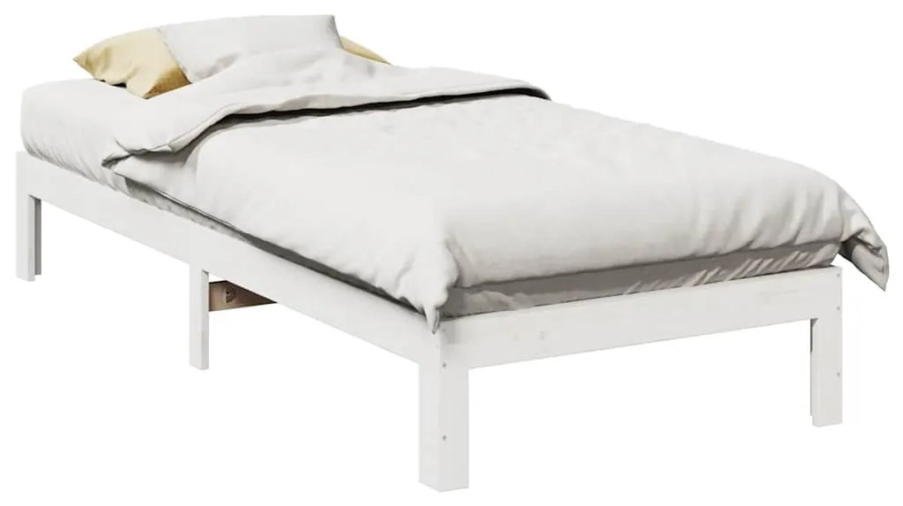 Giroletto Senza Materasso Bianco 90x200 Cm Legno Massello Pino /