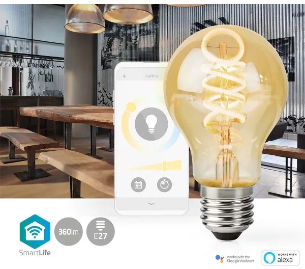 Nedis WIFILRT10A60 - Lampadina LED dimmerabile A60 E27/4,9W/230V Wi-Fi 1800-6500K