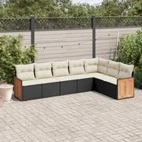 Set Divani da Giardino con Cuscini 7pz Nero Polyrattan 3260110