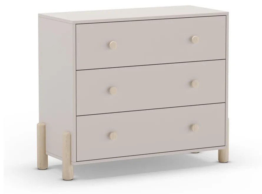 Cassettiera bassa per bambini in legno di pino color crema 90x80 cm Enola - Marckeric