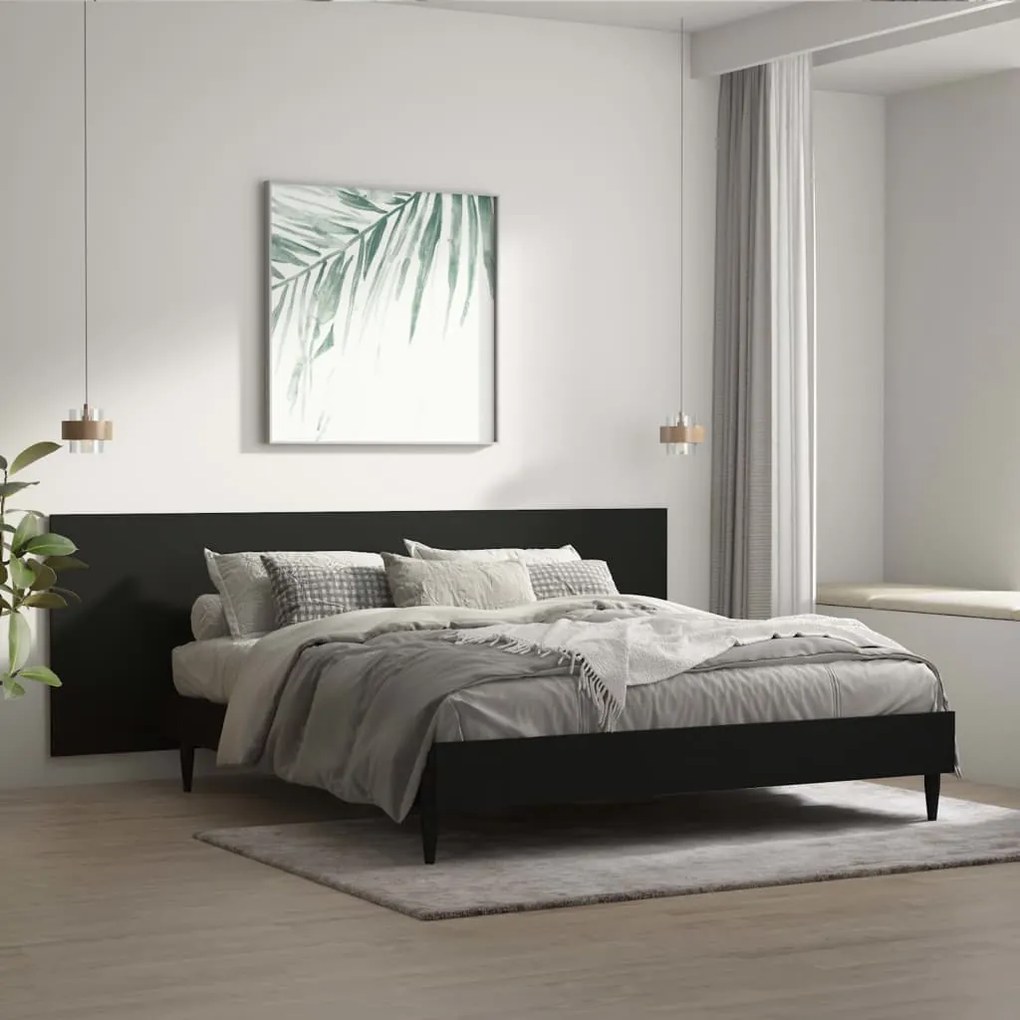 Testiera Per Letto Nera 240x1,5x80 Cm İn Legno Ingegnerizzato /