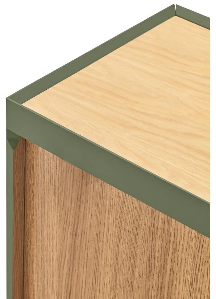 Tavolo TV in legno di rovere di colore verde-naturale 180x45 cm Arista - Teulat