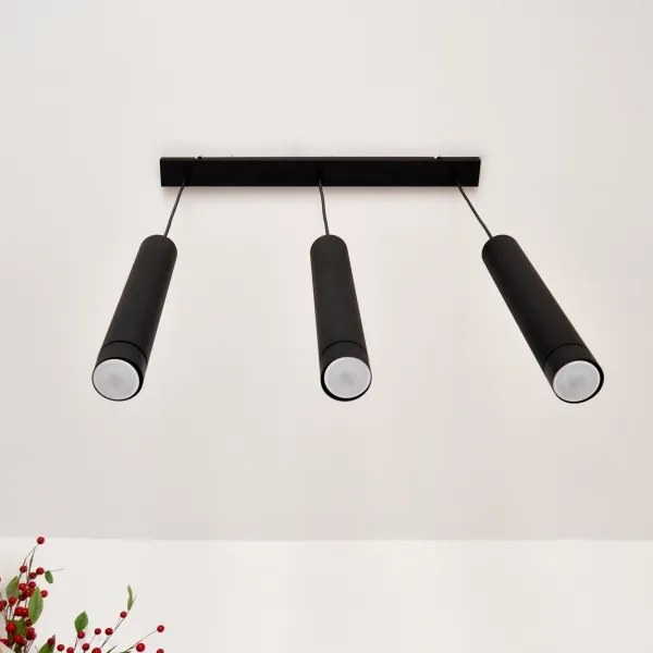 LED Lampadario a sospensione con filo TUBA 3xGU10/4,8W/230V nero