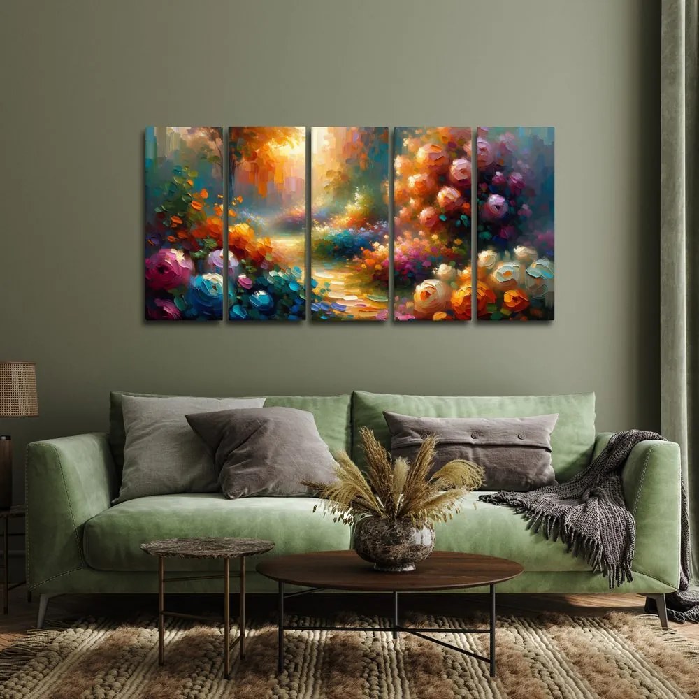 Quadri 5 pezzi – Sentiero solare nel giardino