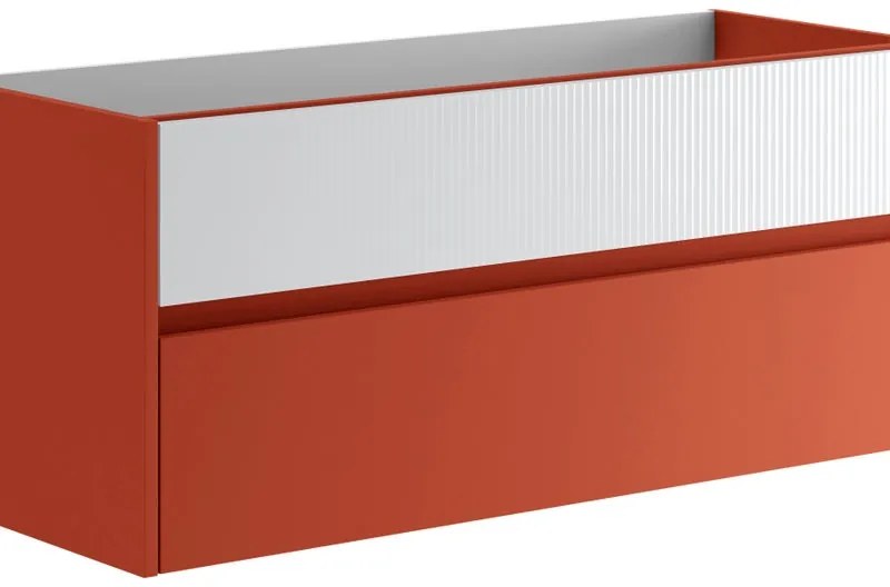 Mobile da bagno sospeso sotto lavabo L 119.5 x H 50 x P 45.5 cm rosso laccato opaco, 2 cassetti Niwa