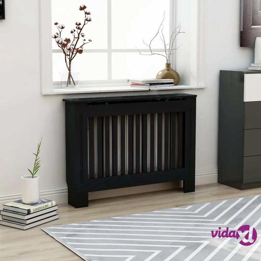 vidaXL Copertura per Radiatore Nera 112x19x81,5 cm in MDF