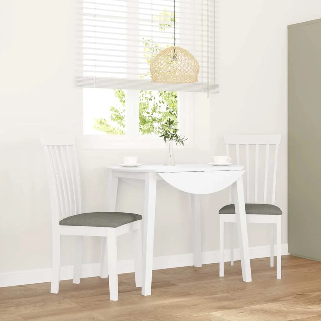 Sedie Da Pranzo Con Cuscini 2 Pz Bianco Legno Massello Di Hevea /