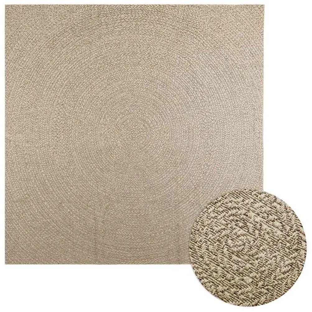 Tappeto Zızur Beige 240x240 Cm Aspetto Iuta Interni Ed Esterni /