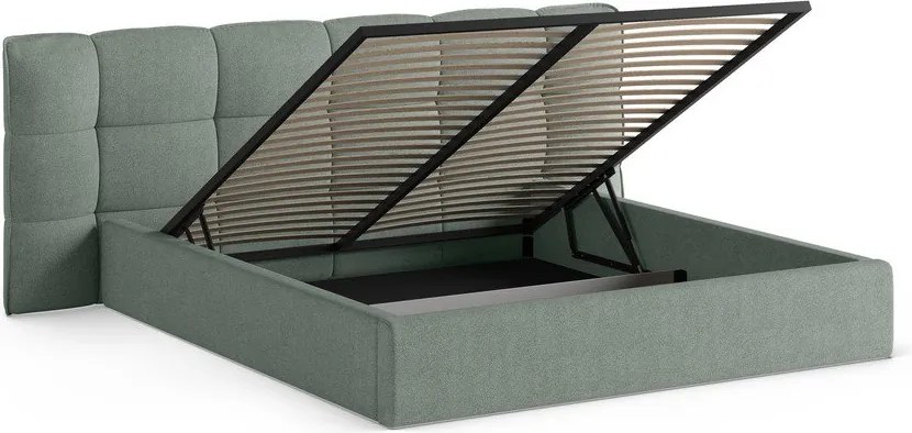 Letto matrimoniale imbottito color menta con contenitore con rete inclusa 140x200 cm Eric – Micadoni