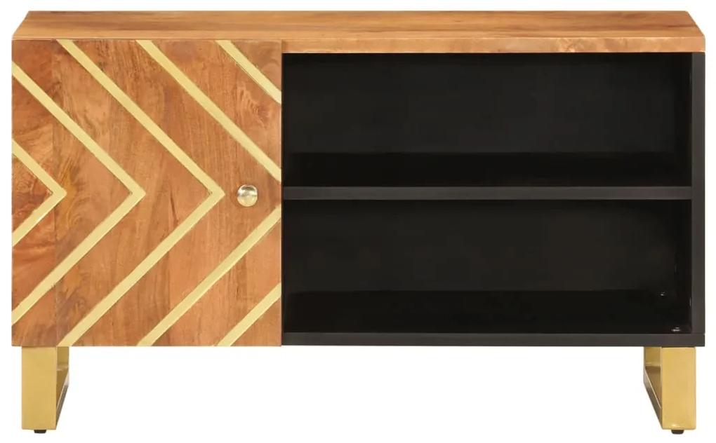 Mobile porta tv marrone e nero 80x31,5x46 cm in legno di mango