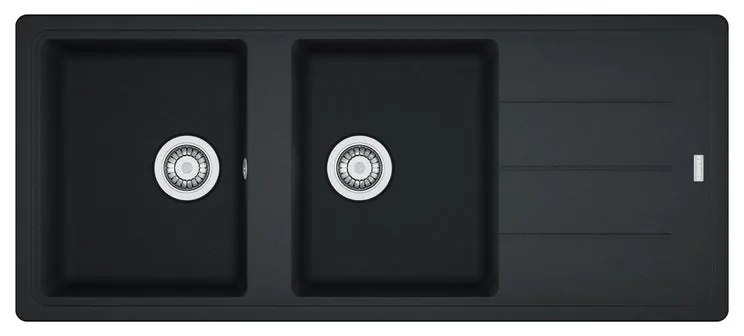 Lavello integrato 2 vasche con gocciolatoio laterale destro o sinistro FRANKE Boston fragranite L 50 x L 116 cm nero