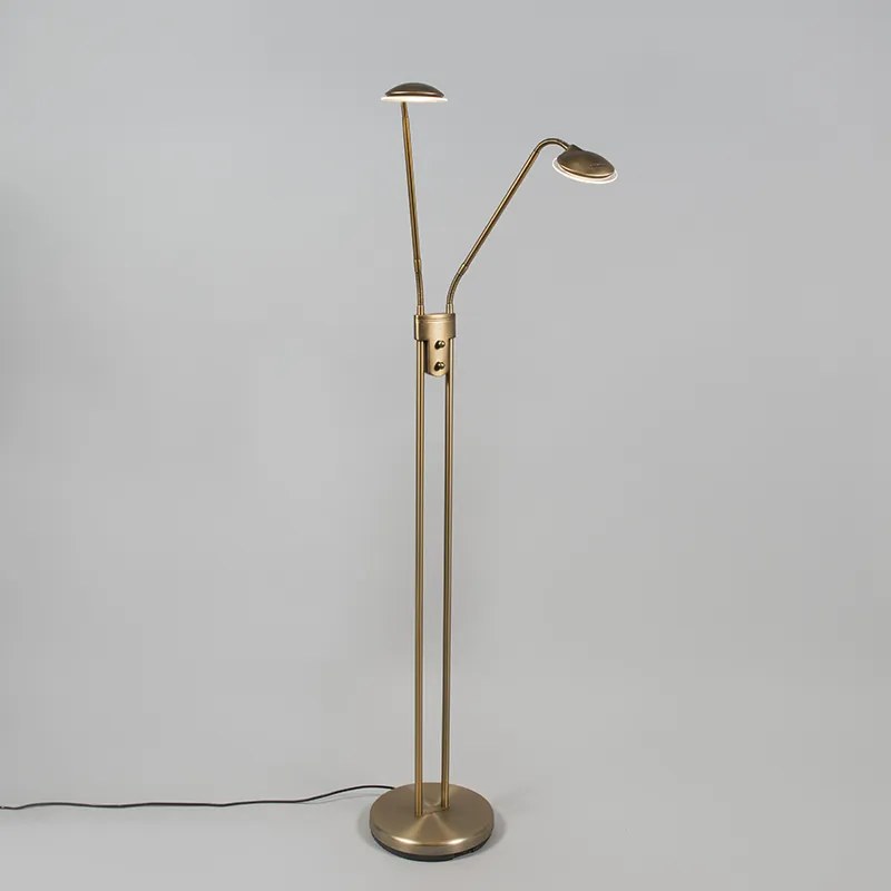 Moderna lampada da terra in bronzo con lampada da lettura incl. LED - Eva