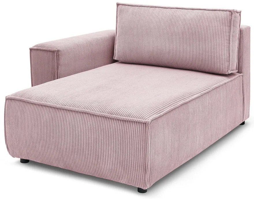 Modulo divano in velluto a coste rosa chiaro, angolo sinistro Nihad modular - Bobochic Paris