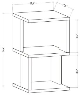 Comodino CARTER 49,4x29,6 cm bianco