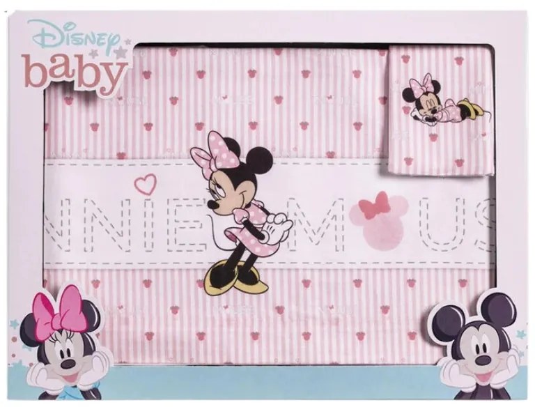 Lenzuola lettino neonato Minnie Mouse love Disney  Colore Rosa, Dimensioni e Misure Lettino