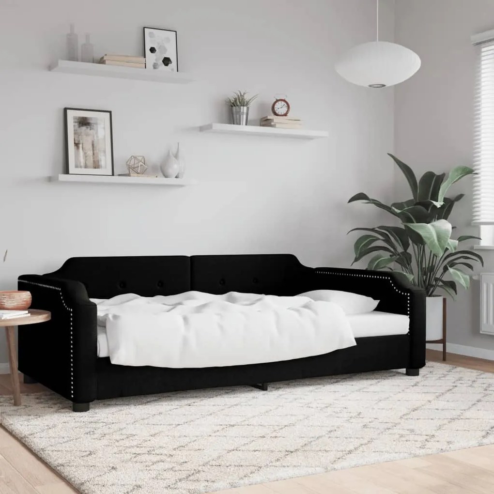 Letto Da Giorno Nero 90x200 Cm İn Tessuto /