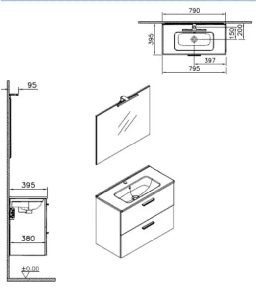 Composizione Bagno Completa Mobile Mia Sospeso 80 Cm Sanitari Filomuro Zentrum E Rubinetteria Solid Vitra Cordoba