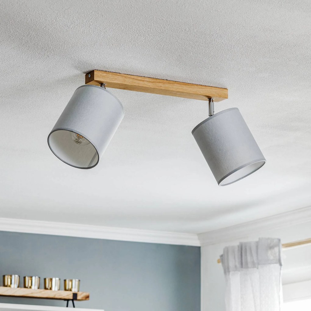 BRITOP Faretto da soffitto Corralee, grigio, 2 luci