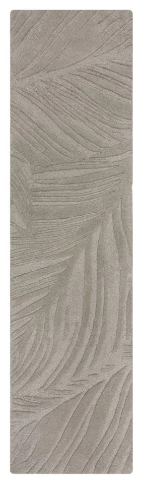 Tappeto in lana grigio chiaro 60x230 cm Lino Leaf - Flair Rugs