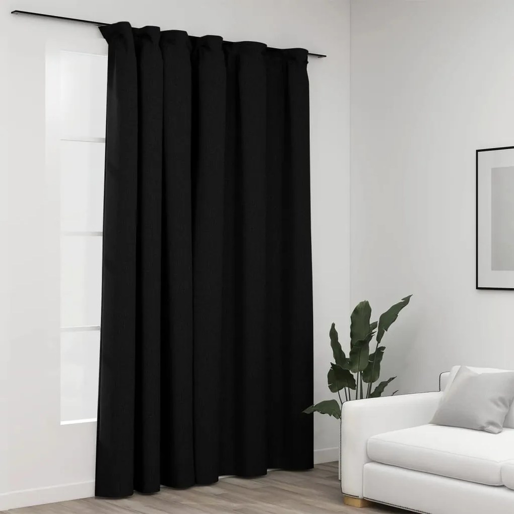 Tenda Oscurante Effetto Lino Con Ganci Antracite 290x245 Cm /