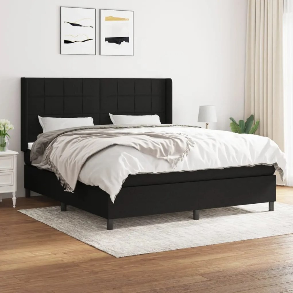 Giroletto A Molle Con Materasso Nero 160x200 Cm İn Tessuto /